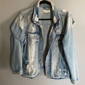 Distressed jean jacket